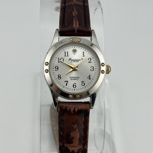 Precision by Gruen Diamond Watch Watch Women 24mm Silver Case- New Battery - Picture 1 of 9